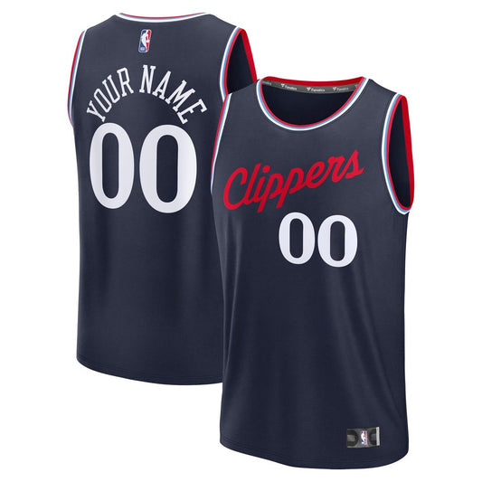 LA Clippers Fanatics Youth Fast Break Custom Replica Jersey - Navy  - Icon Edition