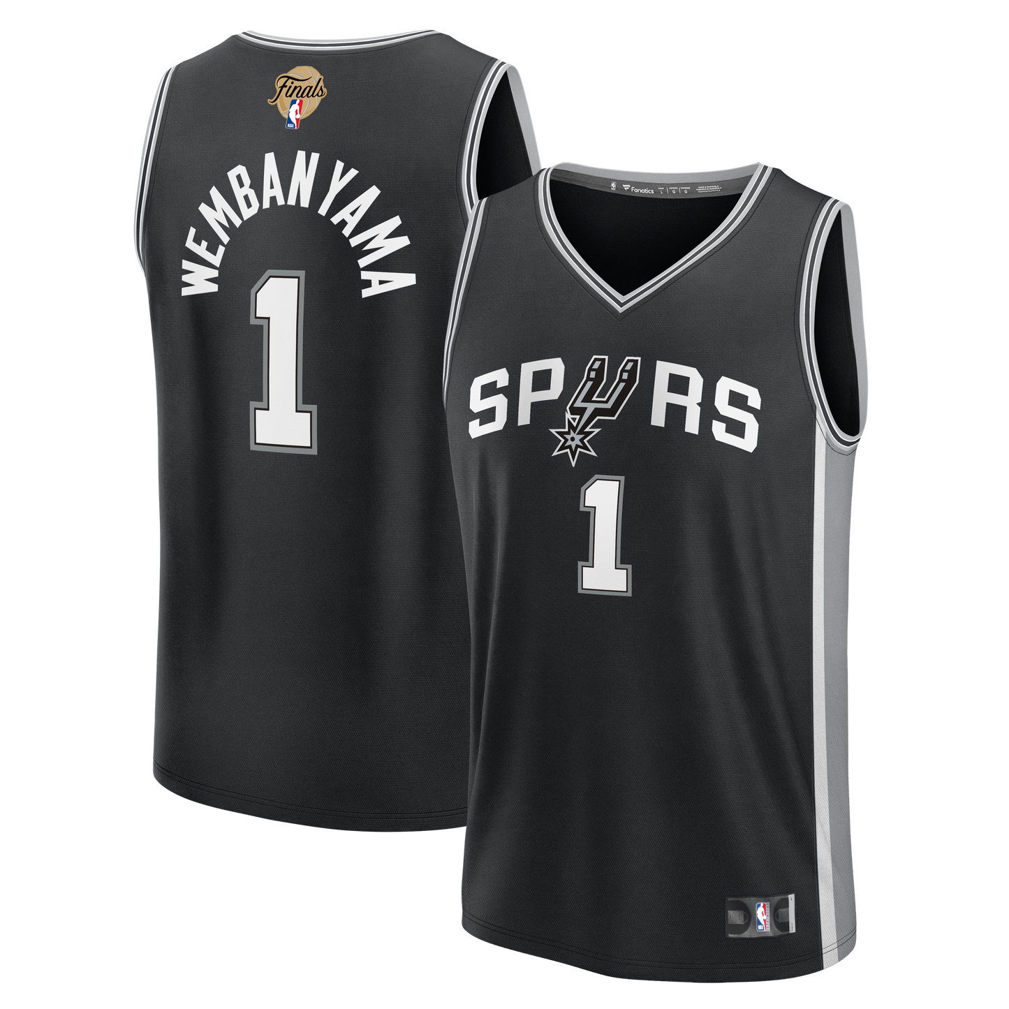 Victor Wembanyama San Antonio Spurs Fanatics Youth 2026 NBA Finals Patch Fast Break Replica Jersey - Black - Icon Edition