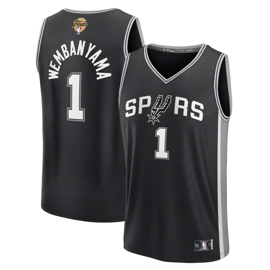 Victor Wembanyama San Antonio Spurs Fanatics Youth 2026 NBA Finals Patch Fast Break Replica Jersey - Black - Icon Edition