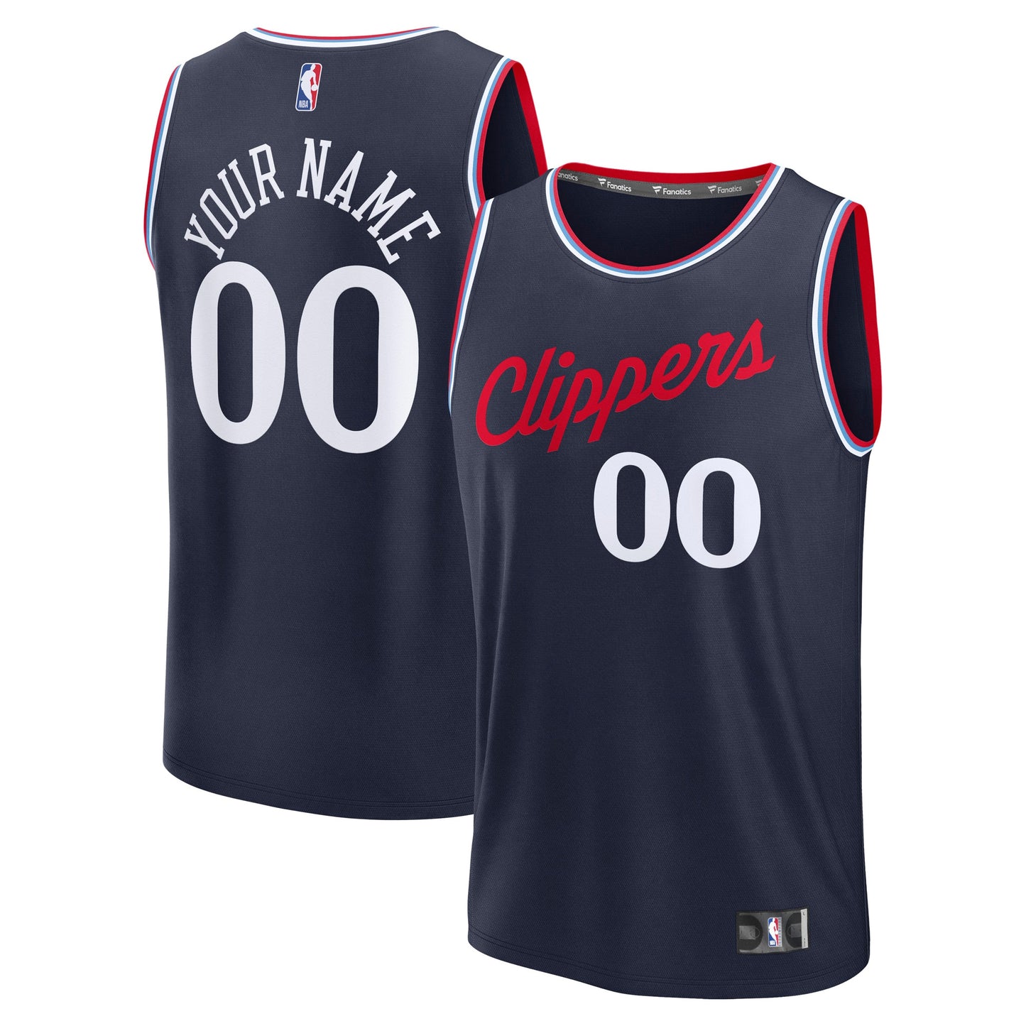 LA Clippers Fanatics Youth Fast Break Custom Replica Jersey - Navy  - Icon Edition