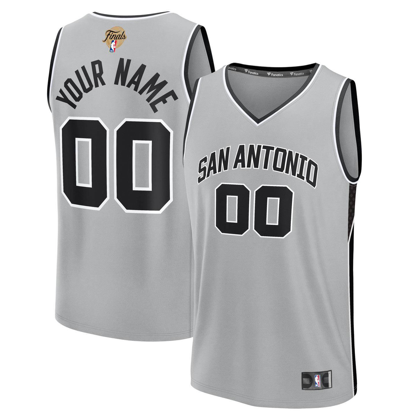 San Antonio Spurs Fanatics Youth 2026 NBA Finals Fast Break Custom Jersey - Statement Edition - Silver