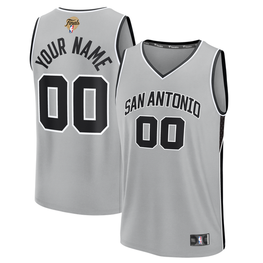 San Antonio Spurs Fanatics Youth 2026 NBA Finals Fast Break Custom Jersey - Statement Edition - Silver